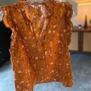 fall colors flutter sleeve top nwt
